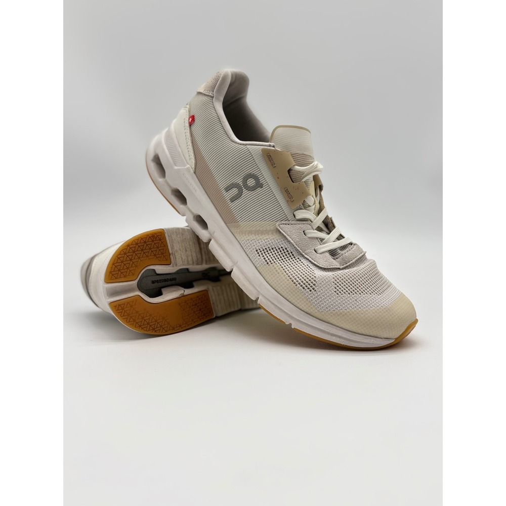 On Cloudnova Womens 9 White Sand Road Running Shoes Sneakers CloudTec Gum Sole